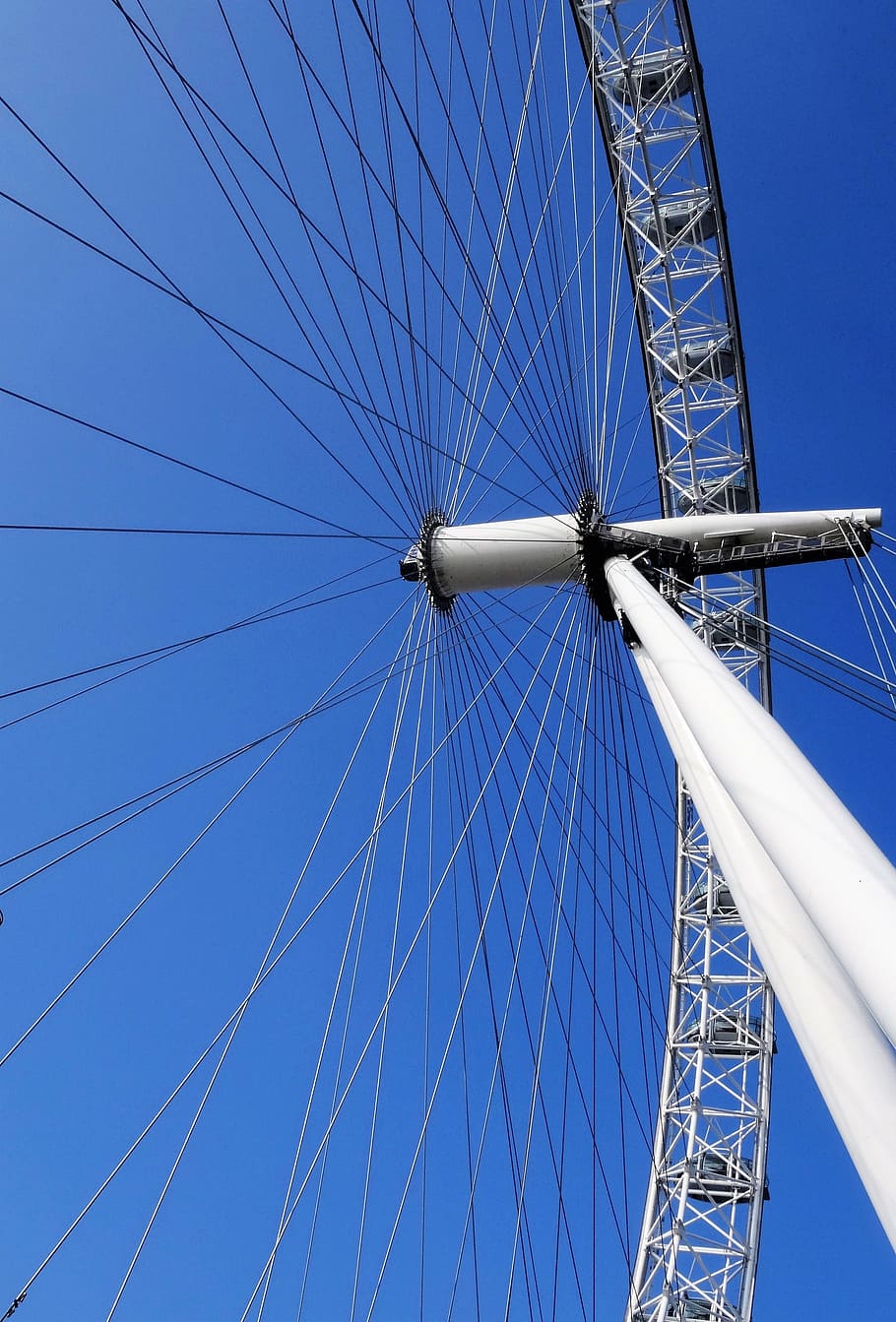 London Eye, Londres, noria, Inglaterra, Reino Unido, lugares de interés, azul, transporte, cielo, rueda de la fortuna