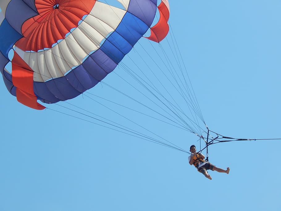 parachute, sky, air, fly, extreme, sport, adventure, activity, flying, high