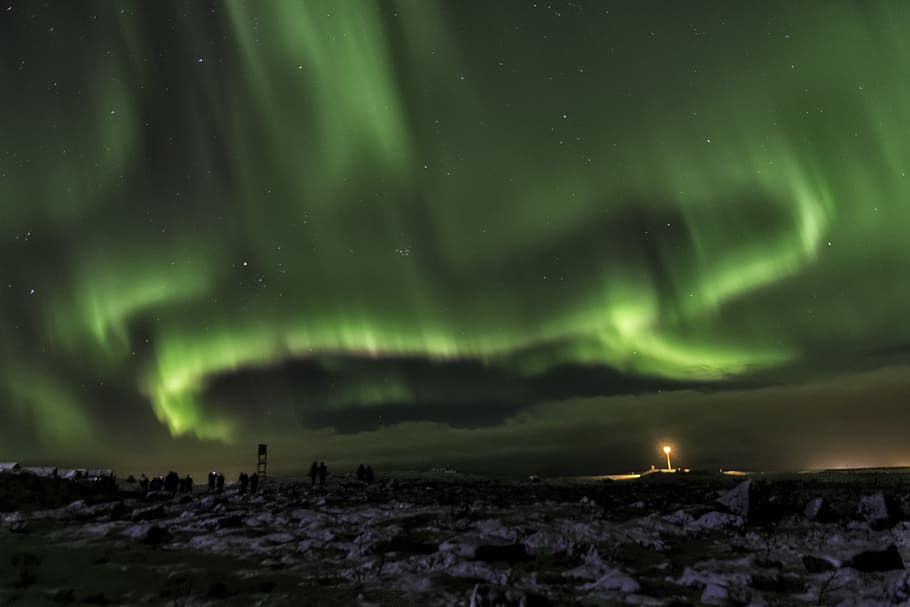 зеленый, северное сияние фото, северное сияние, фото, Исландия, зима, пейзаж, волшебный, ночь, небо