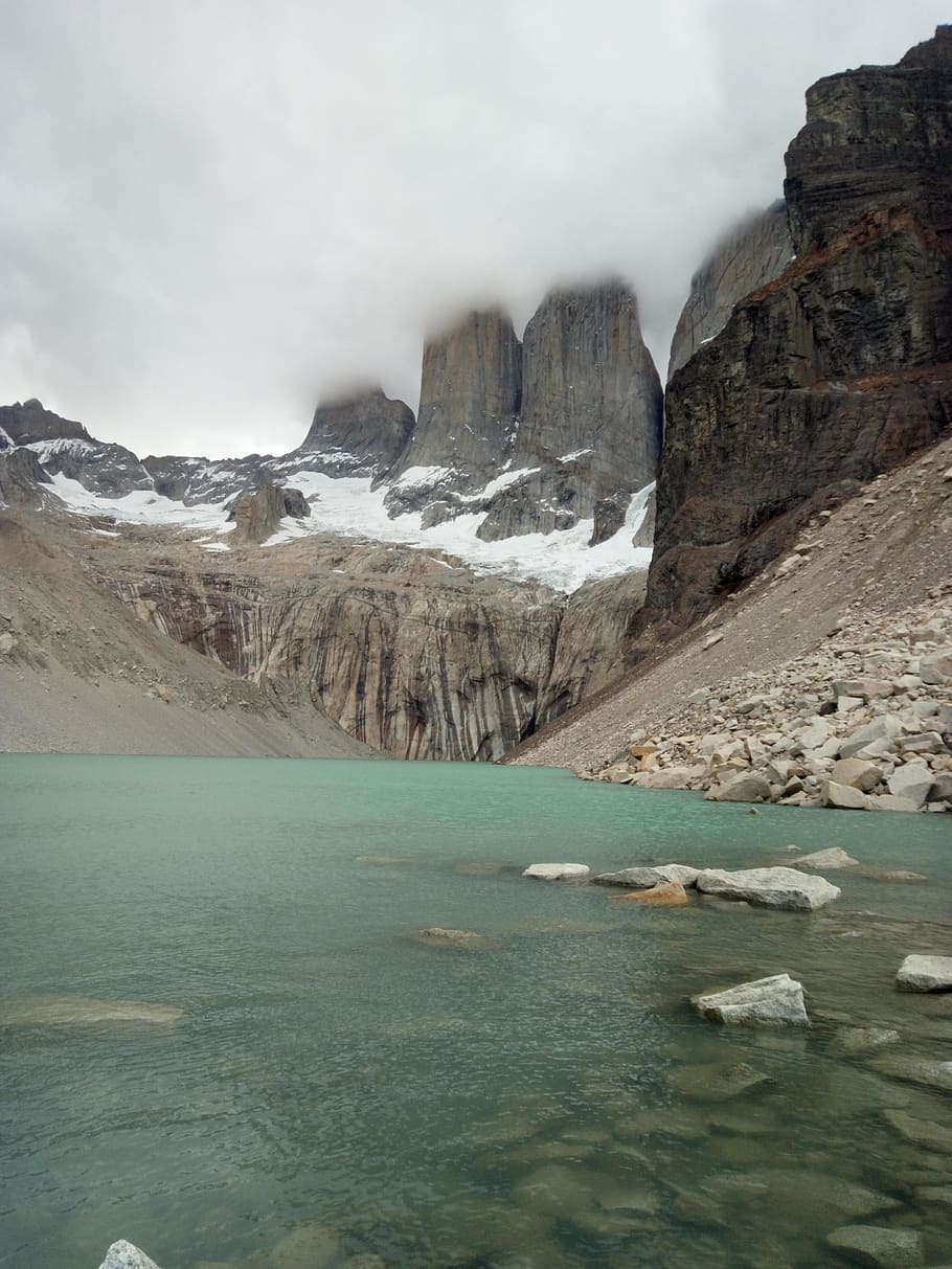 nature, torres del paine, chile, water, mountain, cold temperature, environment, winter, scenics - nature, beauty in nature