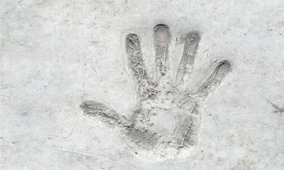 hand print, gray, surface, Hand, Concrete, Reprint, Prominent, handprint, finger, art