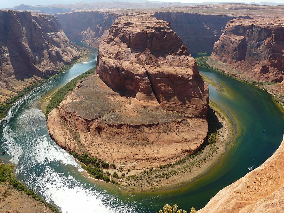 horseshoe bend, page, arizona, gorge, desert, dry, horse shoe bend, canyon, rocks, water