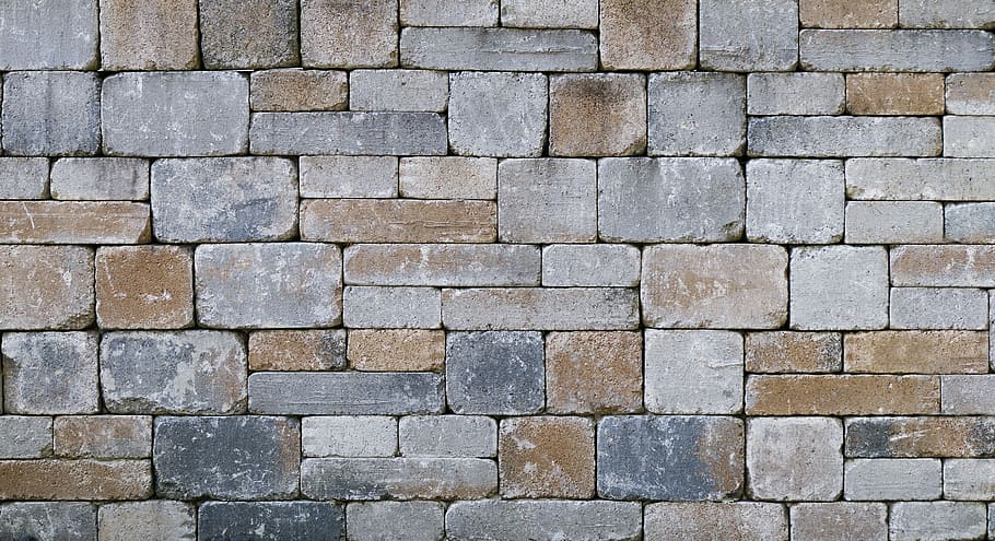 brown concrete blocks, wall, drywall, stone wall, bricked, composite stones, garden wall, enclosure, demarcation, stone composite