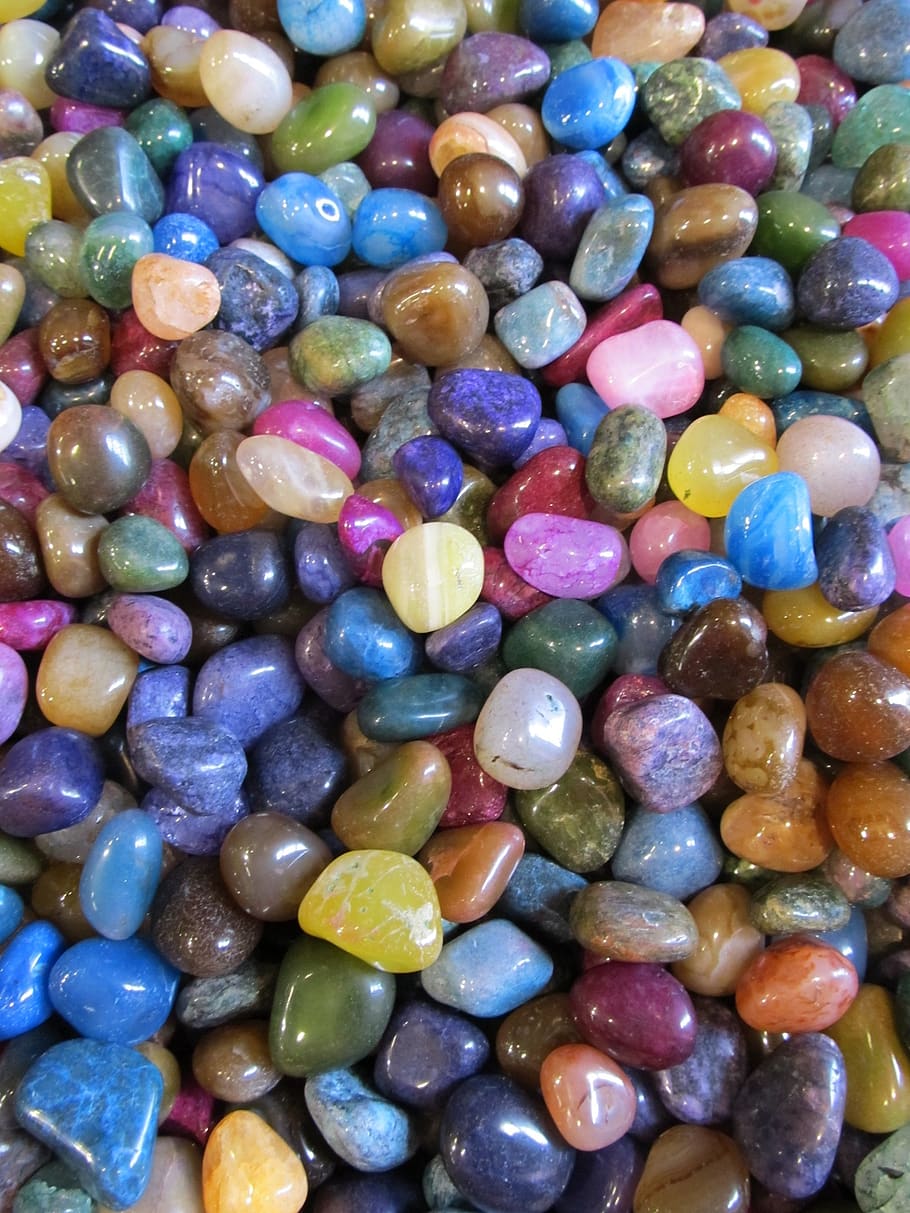 pebbles, colorful, polished, stones, rocks, landscaping, texture, natural, smooth, colors