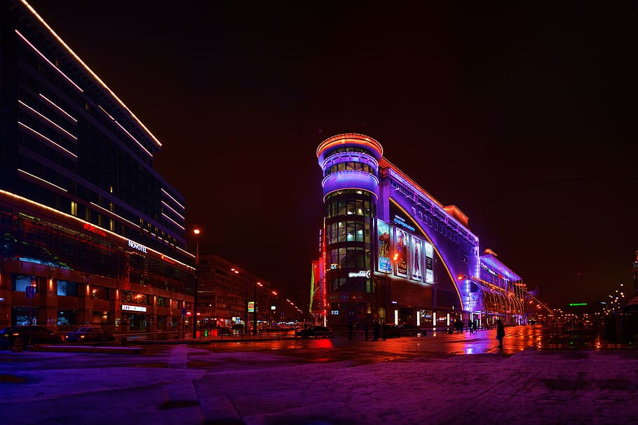 lampu bangunan, Moskow, Malam, Lampu, Kota, kota malam, lampu malam, rusia, moskow malam, lampu kota