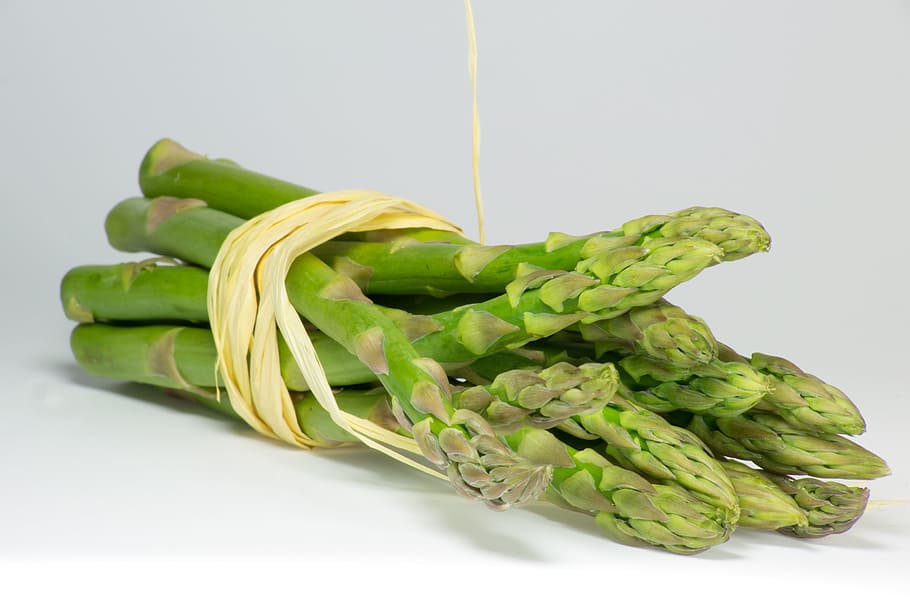 bungkus asparagus, bungkus, asparagus, hijau, bundel, sayuran, makanan, segar, mentah, asparagus cina