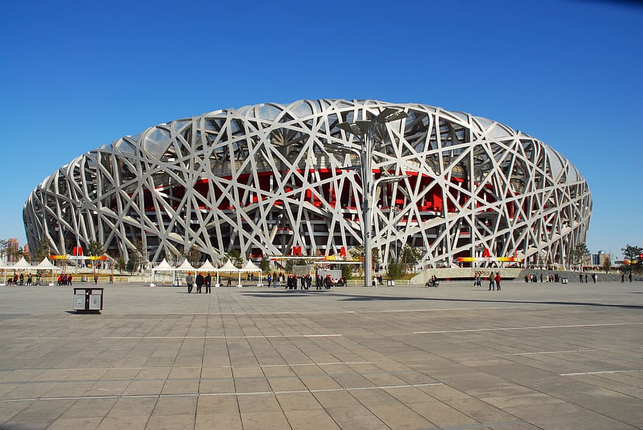 stadium, birds nest, olympic stadium, china, sports, olympics, architecture, built structure, arts culture and entertainment, sky