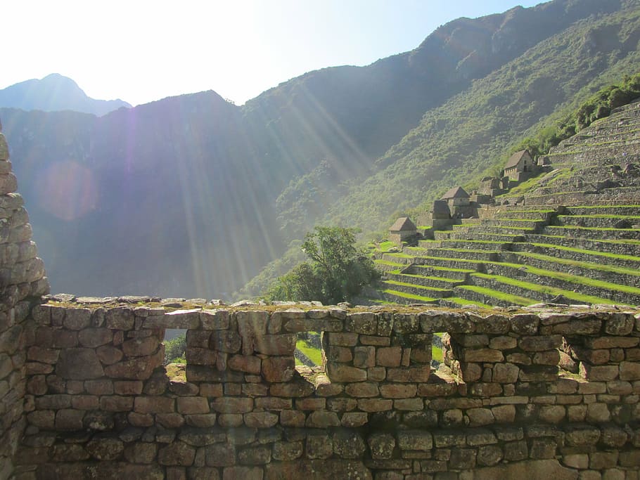 Machu Picchu, Peru, vila, montanhas, terraços, cultura, história, sol, natureza, montanha