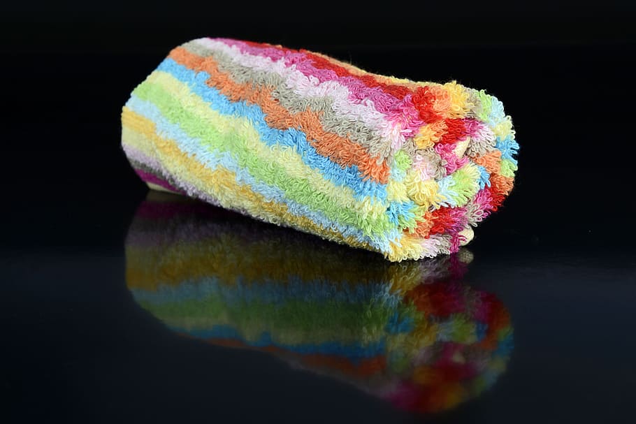 terry, washcloth, striped, fluffy, colorful, color, pattern, fabric, soft, body hygiene