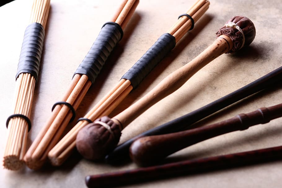 beige, sticks, drum, table, music, musical instrument, traditionally, historically, drumstick, rhythm