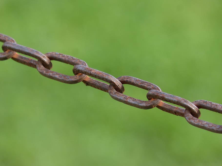 string, chain, tie, links, iron, oxide, metal, close-up, fence, protection