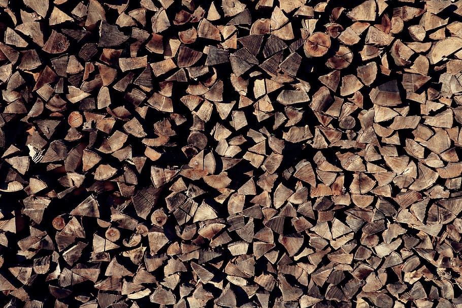 pile, brown, firewoods, holzstapel, wall, background, old, wood, walls, fence