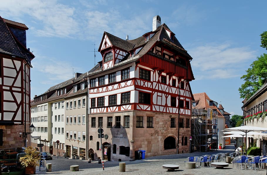 Albrecht Dürer Haus, Nuremberg, albrecht-dürer-straße, truss, fachwerkhaus, building exterior, architecture, street, city, day
