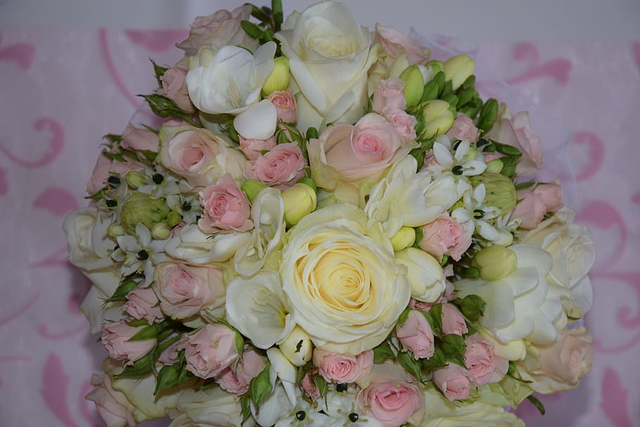 wedding, bouquet, rose, romanticism, rosy, bride, flower, vintage, pink, flowering plant