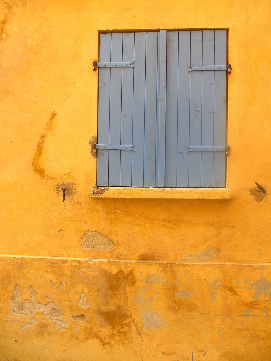 yellow, window, shutter, home, old town, facade, architecture, building, hauswand, age