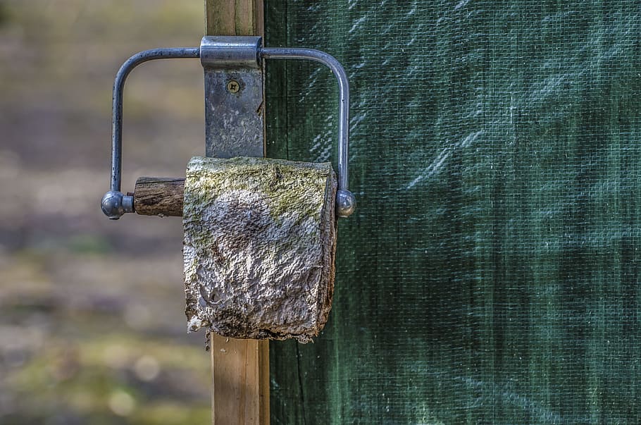 Toilet Paper, Old, Weathered, day, water, outdoors, close-up, focus on foreground, metal, wood - material