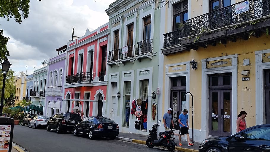 jalan, puerto rico, san juan, kota bersejarah, tua, eksterior bangunan, angkutan, Arsitektur, Kendaraan bermotor, kota
