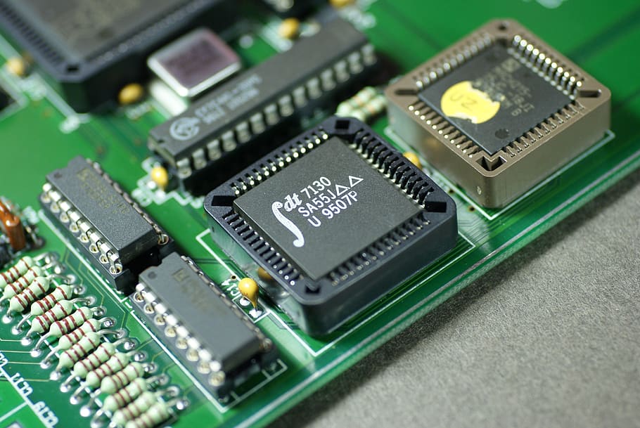 idt7130, memoria de doble puerto, ic, Tecnología, industria electrónica, industria, chip de computadora, placa de circuito, equipo informático, color verde