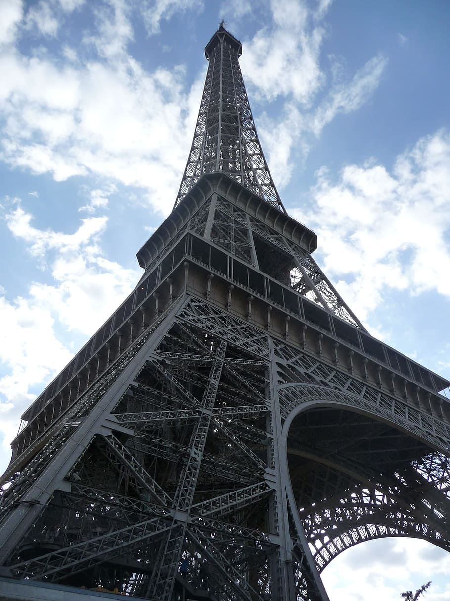 에펠 탑, 파리, 프랑스, ​​세계 박람회, 건축물, 건축 된 구조, 구름-하늘, 낮은 각도보기, 여행 목적지, 탑