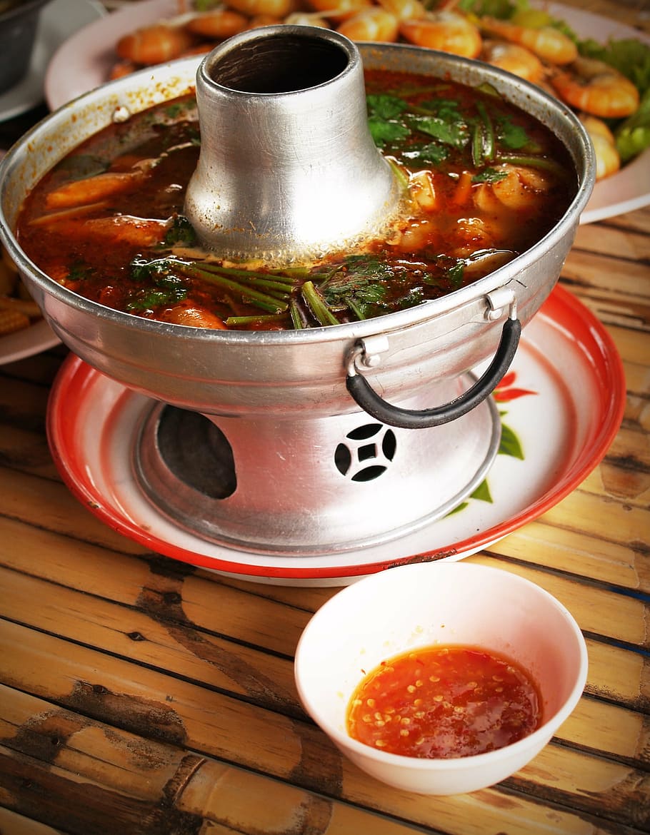 comida, sopa tailandesa con shrim, sopa tailandesa agridulce, cilantro, sopa tailandesa, comida tailandesa favorita, picante, orquídea, fotografía de alimentos, sopa tailandesa picante