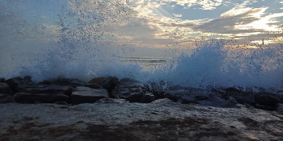 waves, see, thesea, awesome, beach, indonesian, rock, water, solid, rock - object