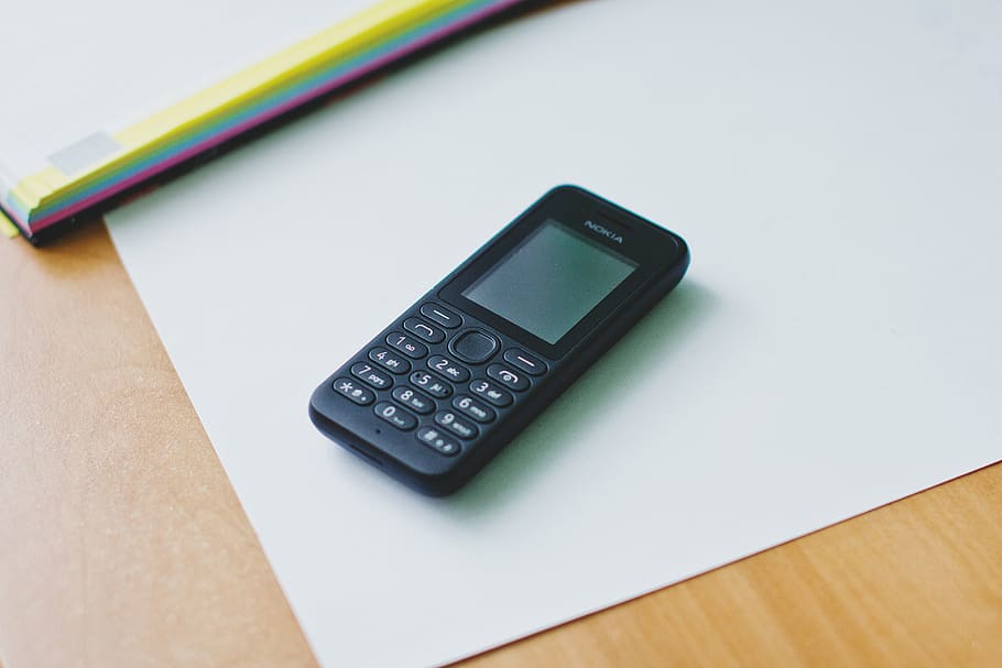black, nokia candybar phone, white, printer paper, nokia, candybar, phone, printer, paper, cell phone