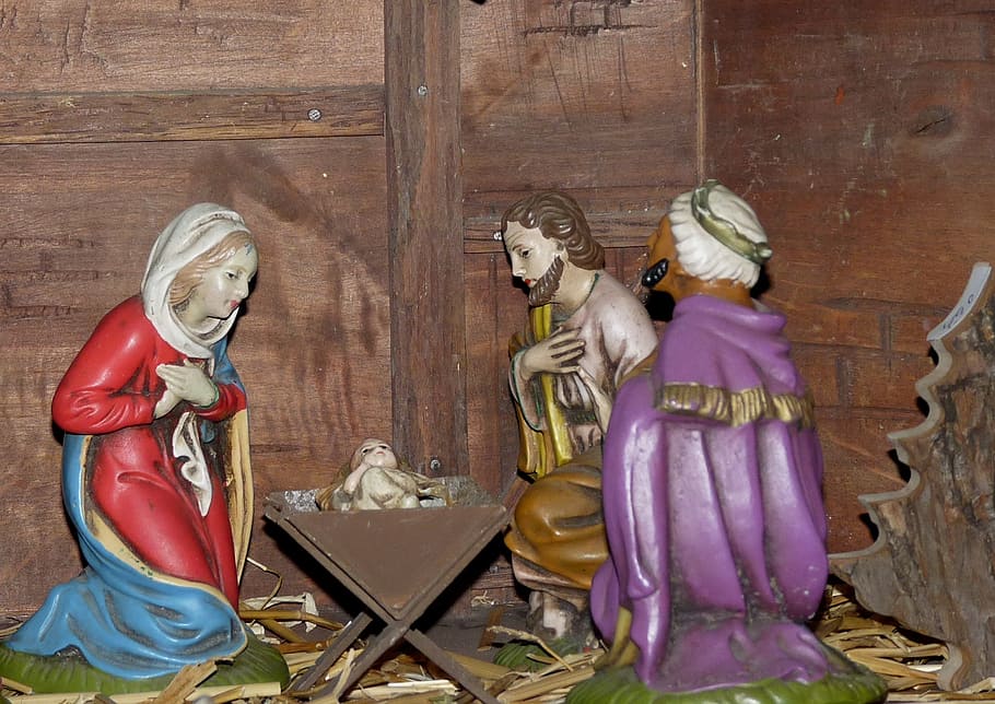 christmas crib figures, christmas, crib, advent, nativity scene, maria, jesus, santon, stall, father christmas