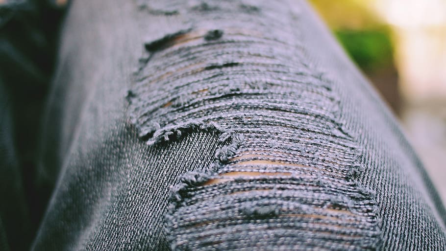 gray distressed jeans, gray, distressed, jeans, blue, clothes, fabrics, legs, close-up, nature