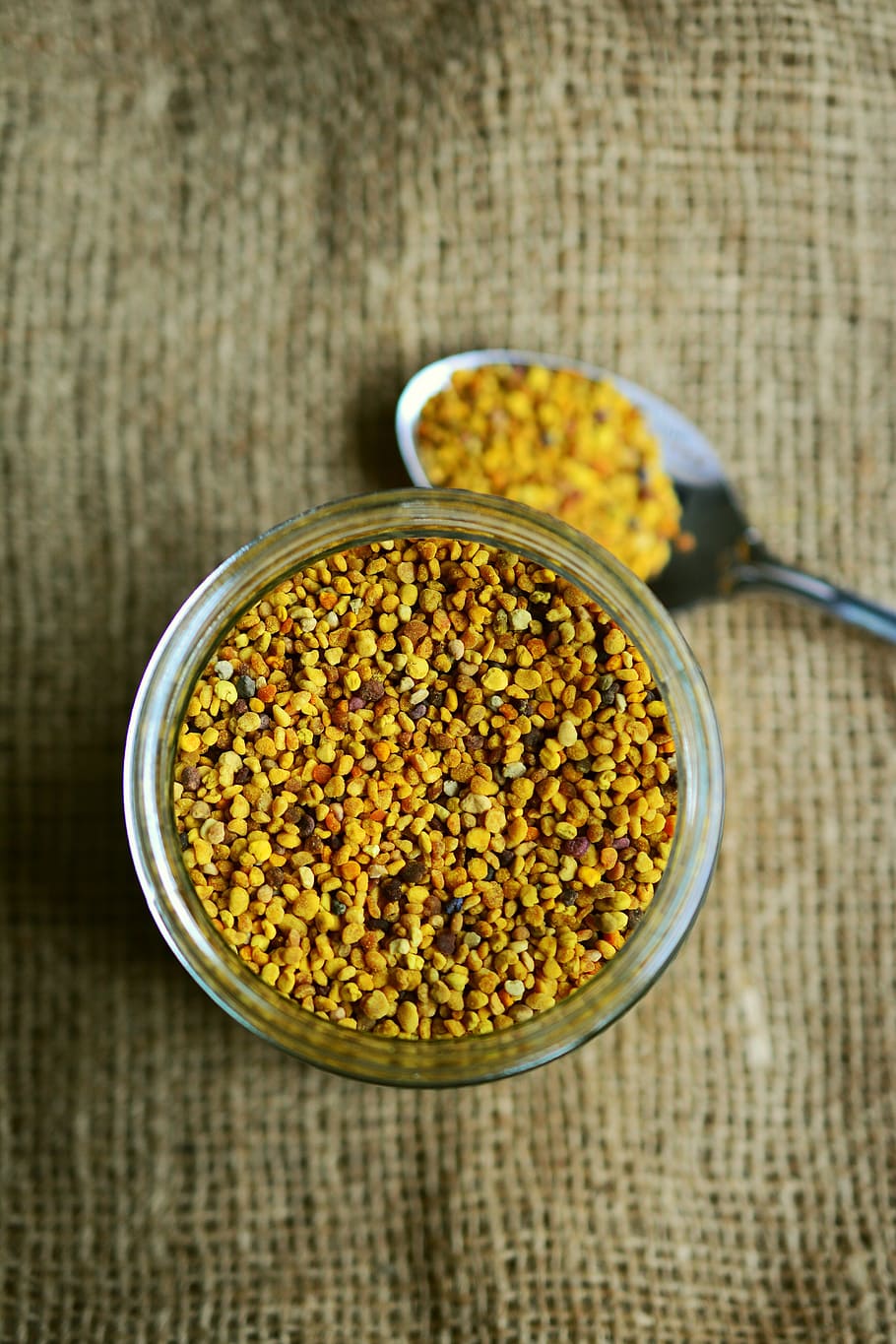 brown, substances, glass jar, bee pollen, pollen, bees product, nature, bless you, cure, healthy