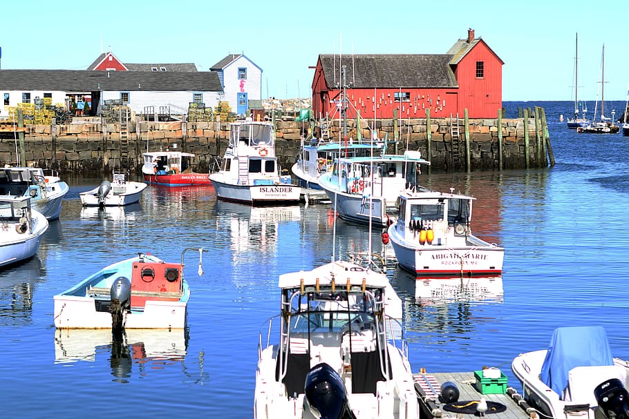 Rockport, Sea, Ocean, Massachusetts, boats, fishing, pier, village, coast, travel