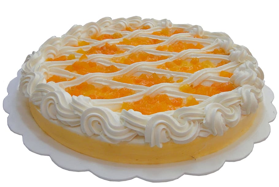 white, yellow, icing-covered cake, Cake, Candy, Cream, Torte, Dessert, sweet, gateau