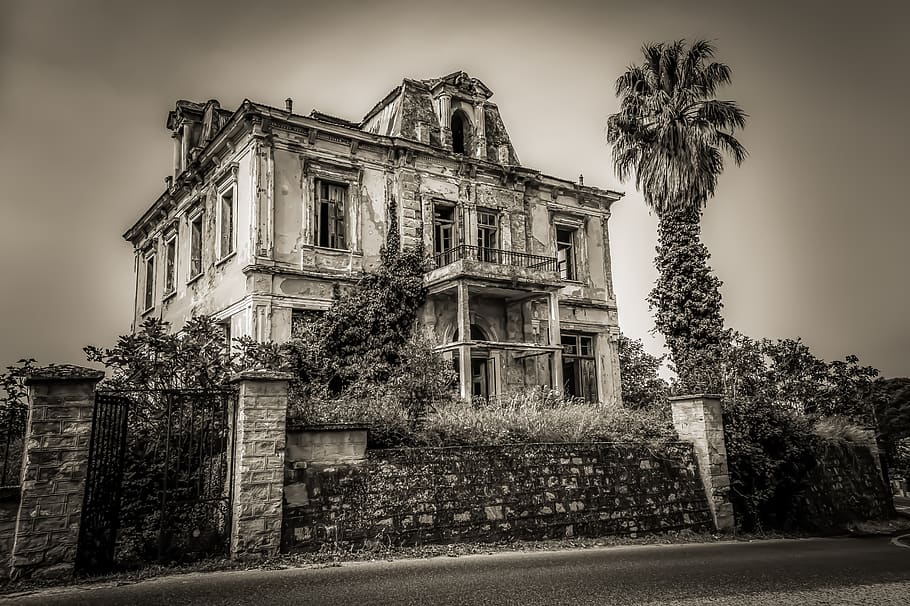 casa, abandonado, assustador, velho, construção, decadência, humor, ruína, arquitetura, dilapidado