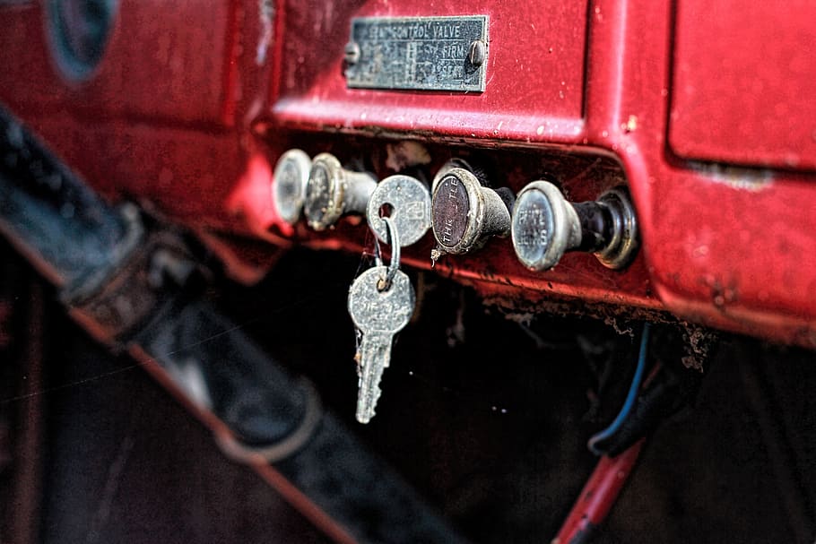 Keys, Dodge, Old, Retro, Process, transportation, red, old-fashioned, rusty, obsolete