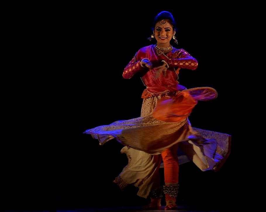 女性, 身に着けている, 赤, ベージュ, ドレスダンス, 黒, バックグラウンド, インド人, ダンサー, 文化