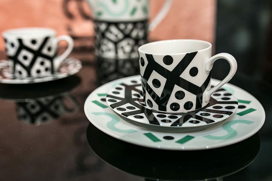 elegante, tazas de té, colección, tazas, té, diseño, café - Beber, beber, café, taza de café
