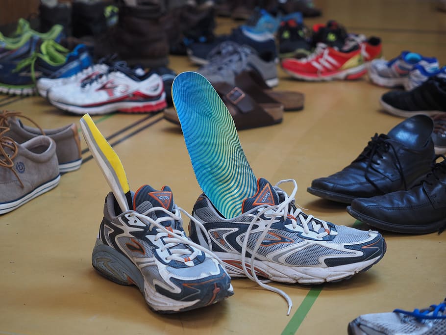 assorted-color shoes, floor, shoes, sports shoes, running shoes, beaten, representatives, sneakers, sporty, run