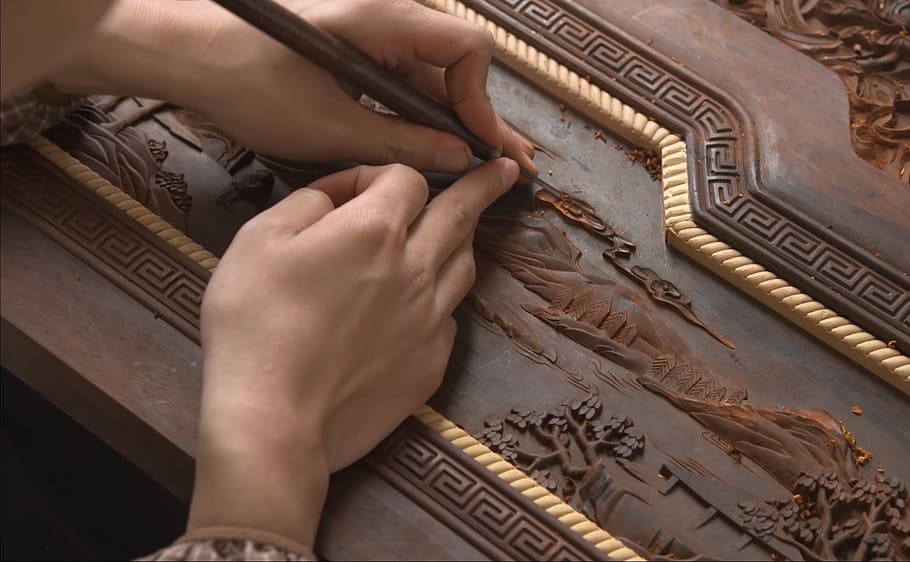 embossed rosewood, Embossed, Rosewood, the court sandalwood carved, the national palace museum, landscape painting, human body part, human hand, indoors, one person