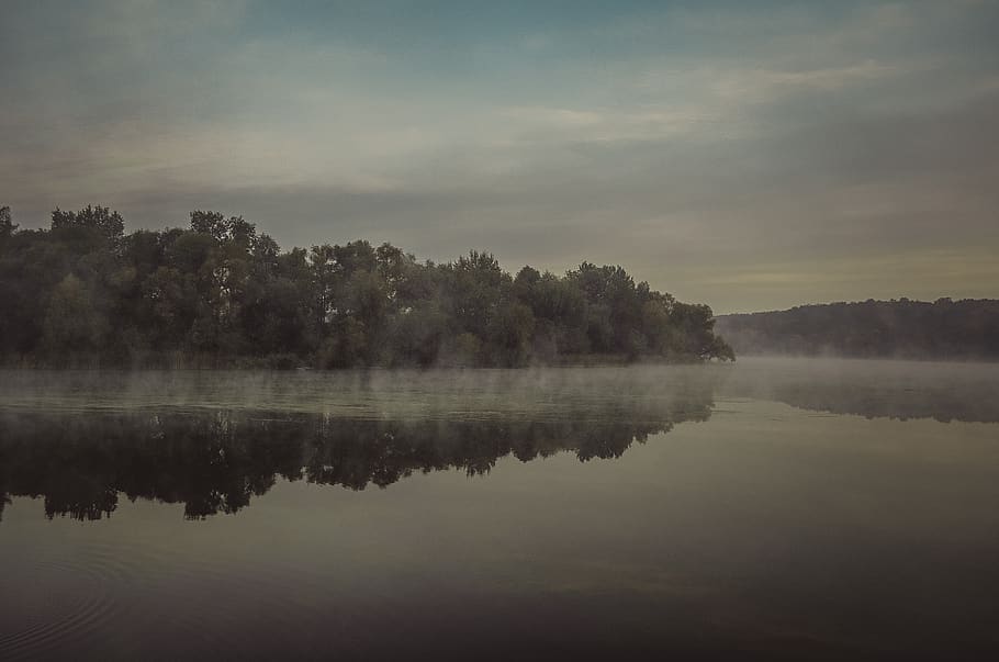 morning, mist, river, lake, water, surface, steem, cold, cool, nature
