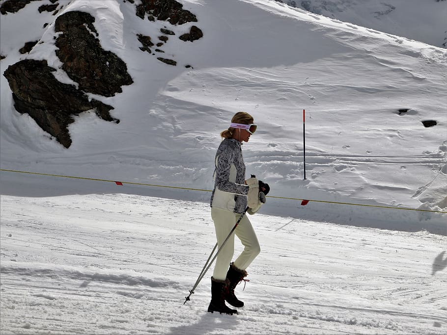 woman, zermatt, snow, winter, nordic, sport, beauty, relaxation, ice, adventure