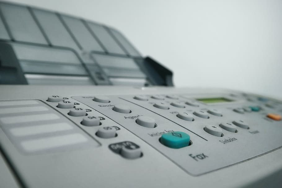 close-up photography, white, fax machine, printer, office, fax, copier, print, technology, control