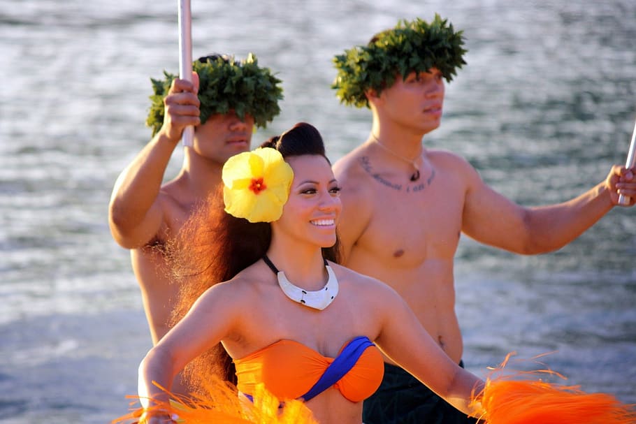 havaí, hula, havaiano, menina, dançarina, ilha, aloha, luau, tradicional, lei