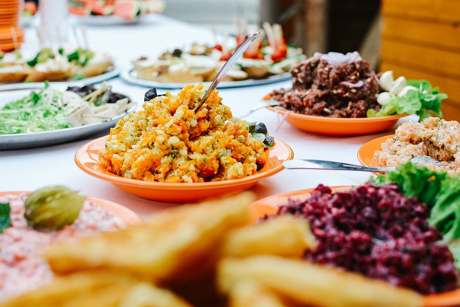 makanan pembuka pesta sayur, sayur, pesta, makanan pembuka, makanan, piring, makan malam, salad, makan siang, daging