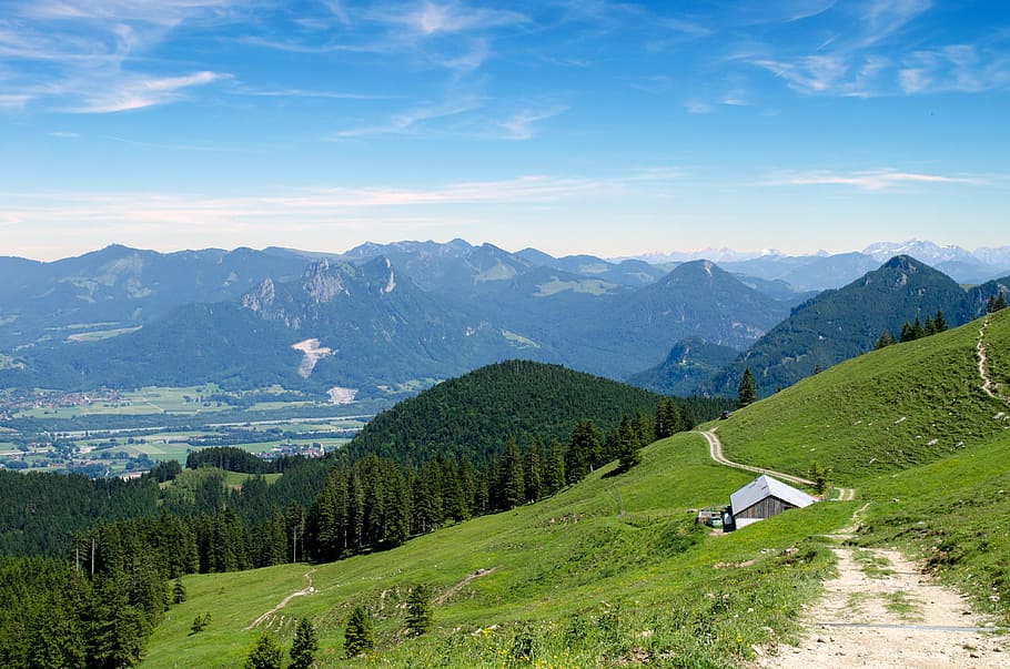 Paisaje, montañas, alpino, naturaleza, paisajes, cielo, visión, Baviera, vacas, perspectiva