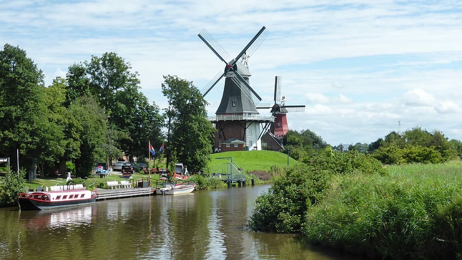 Greetsiel, East Frisia, Windmill, nature, river, water, netherlands, watermill, dutch Culture, architecture