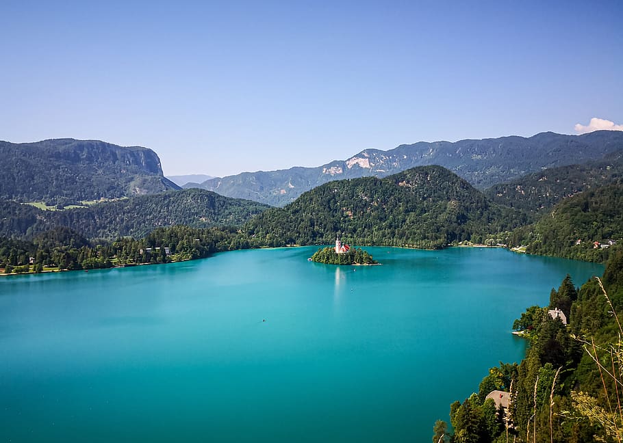 lake bled, slovenia, water, nature, scenics - nature, mountain, beauty in nature, tranquil scene, tranquility, nautical vessel