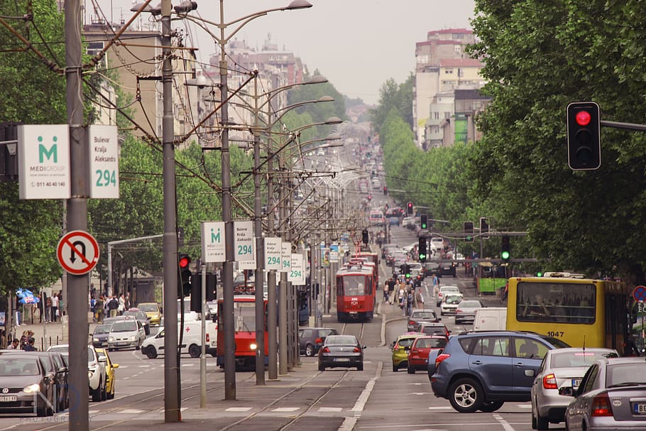 tram, street, bulevar, city, urban, travel, architecture, europe, transportation, town