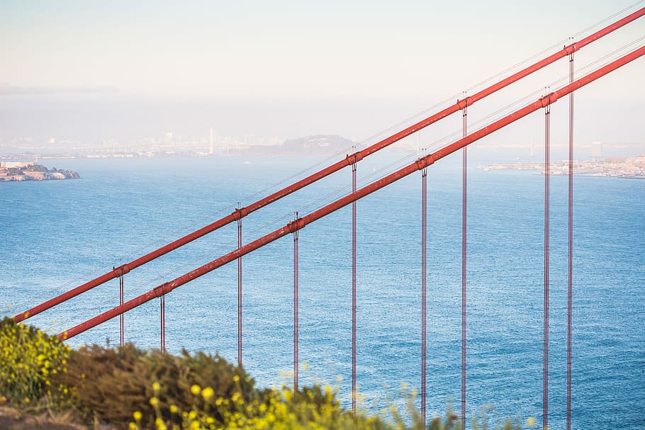 Golden, Gate Bridge, cables de suspensión, Golden Gate Bridge, suspensión, cables, bahía, puente, California, GBG