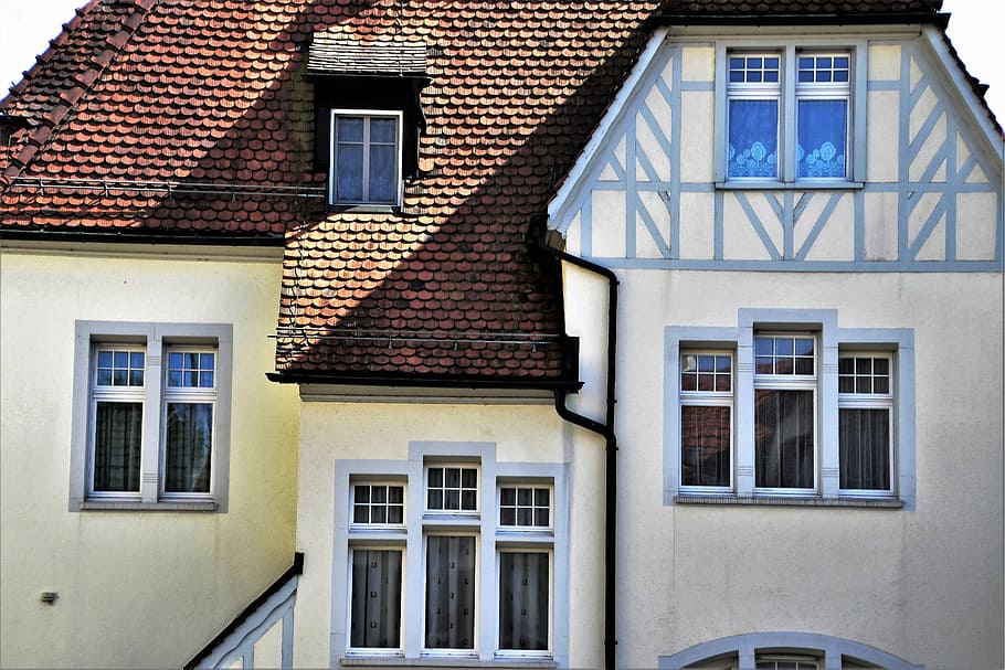 architectural, photography, white, brown, house, the window, architecture, the roof of the, window, apartment