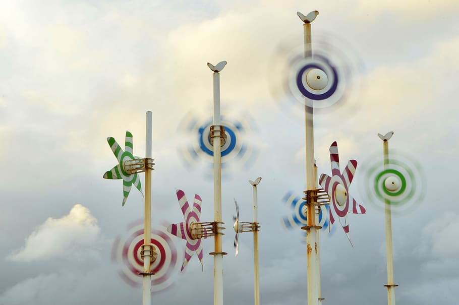 moinhos de vento, vento, moinho, mancha, arquitetura, cores, energia renovável, moinho de vento, céu, nuvem - céu
