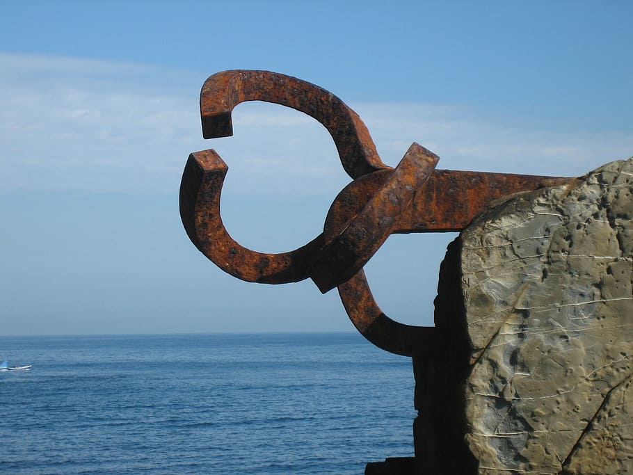 Escultura, Espanha, Vientos, San, Sebastián, metal, mar, Cantábrico, vento, água
